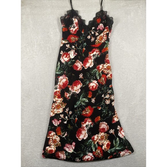 Anthropologie Dresses & Skirts - Anthropologie Foxiedox Midi Dress Size XS Autumnal Black Lace Vintage Floral